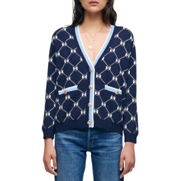 Maje Mybow Jacquard Cardigan, size 1 - Picture 3 of 6